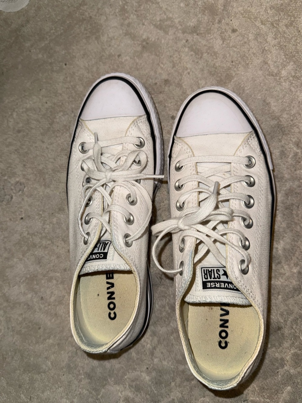 Converse White Low Top Platform Sneakers - Picture 2 of 4